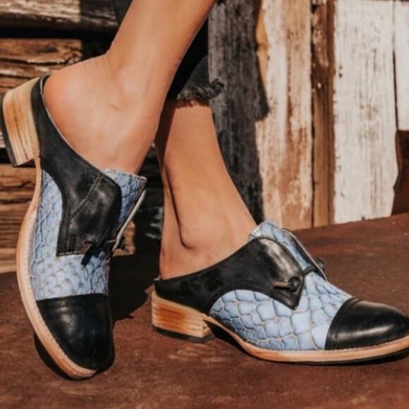 Freebird by Steven Shoes - Freebird Malena Leather Oxford Mule Navy Multi